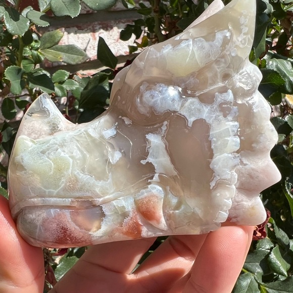 Green/Red Flower Agate Dragon Head - Picture 3 of 3